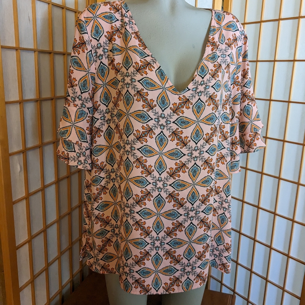 LOFT, paisley graphic top, size XL